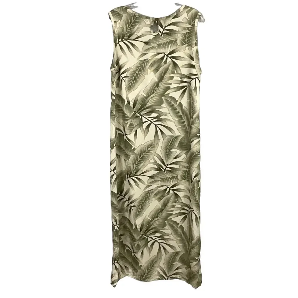 Caribbean Joe Maxi Dress Sheath Column Hawaiian Shirt Jacket Large Fern Tropical - Picture 2 of 15